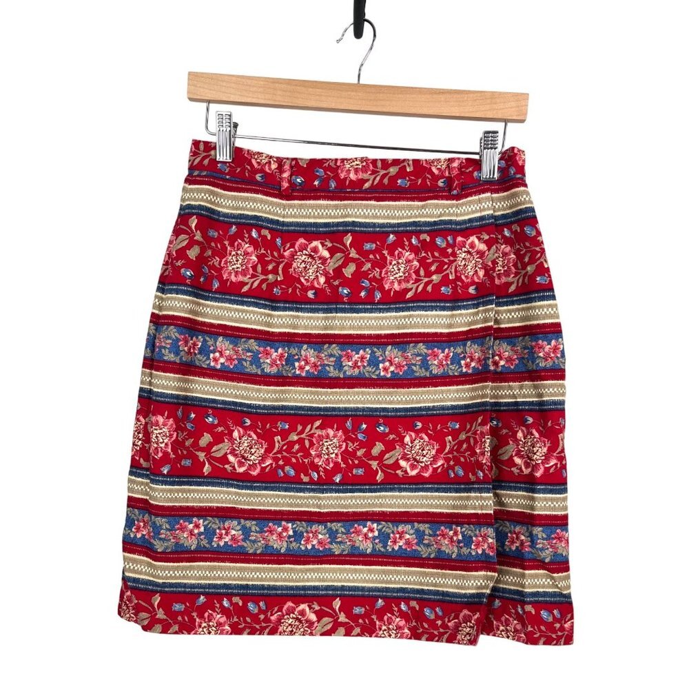 VTG Talbots floral cottage core mini wrap skirt sz 12